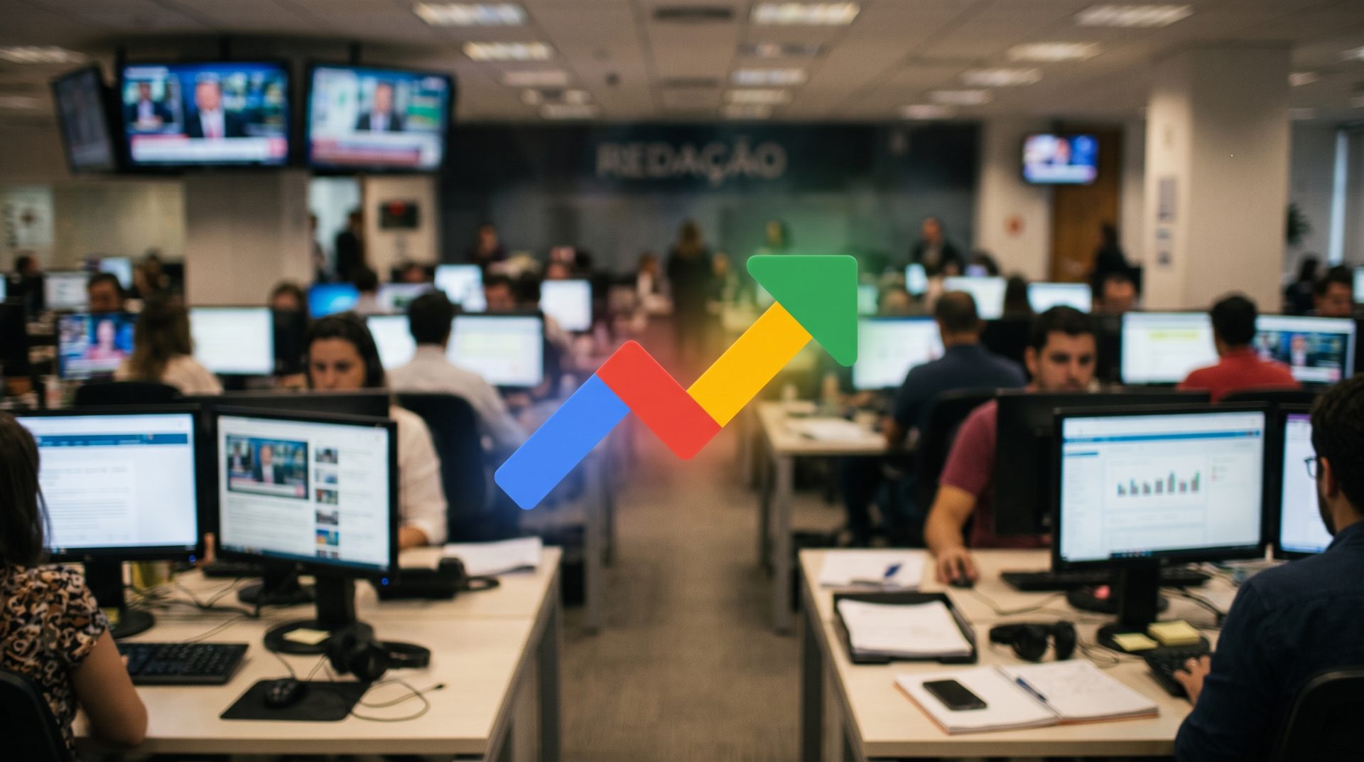 Imagem ilustrativa de uma redação jornalística