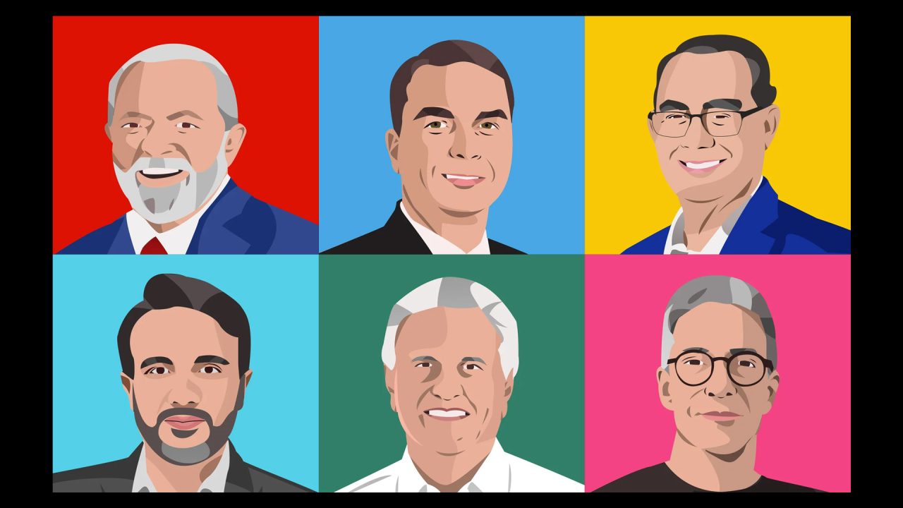 Ilustração dos candidatos à presidência em 2026
